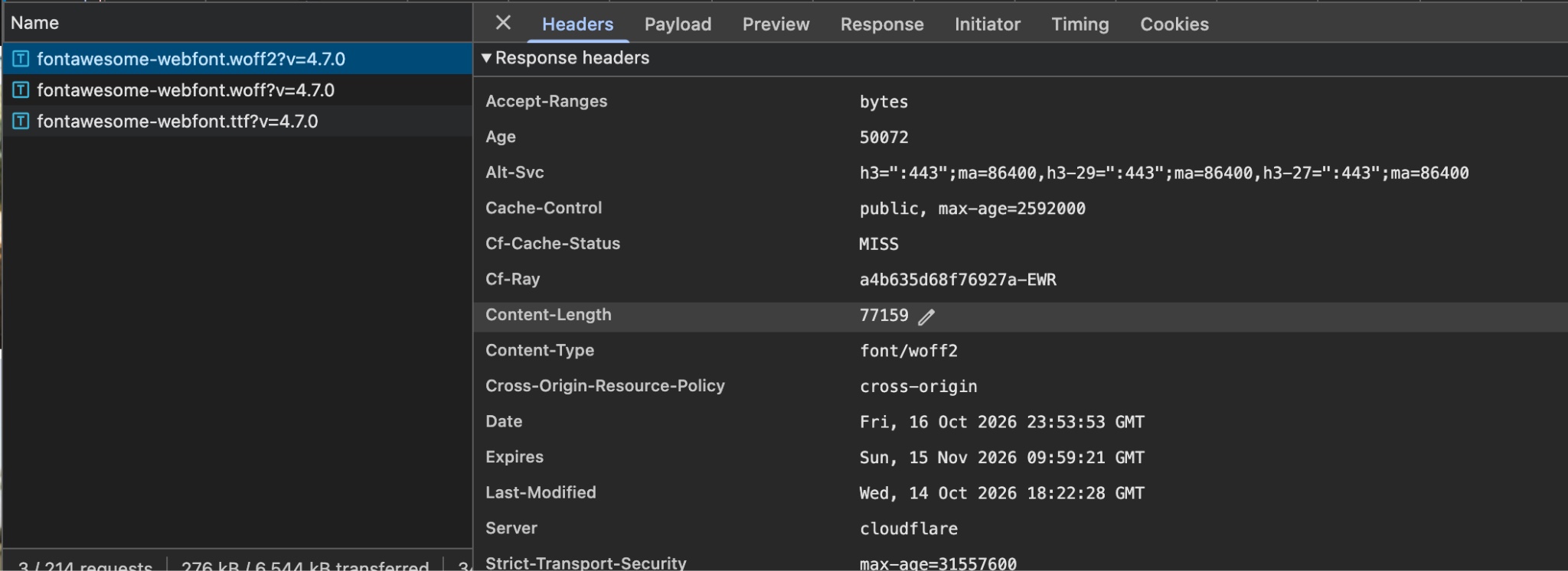 DevTools response headers for fontawesome-webfont.woff2